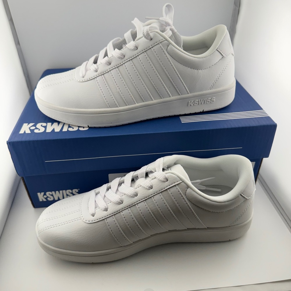 K-Swiss Court Open Stripes Sneakers Women 8 White New NIB 1989919 Tennis Classic